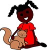 an_african_american_girl_smiling_and_stroking_her_cat